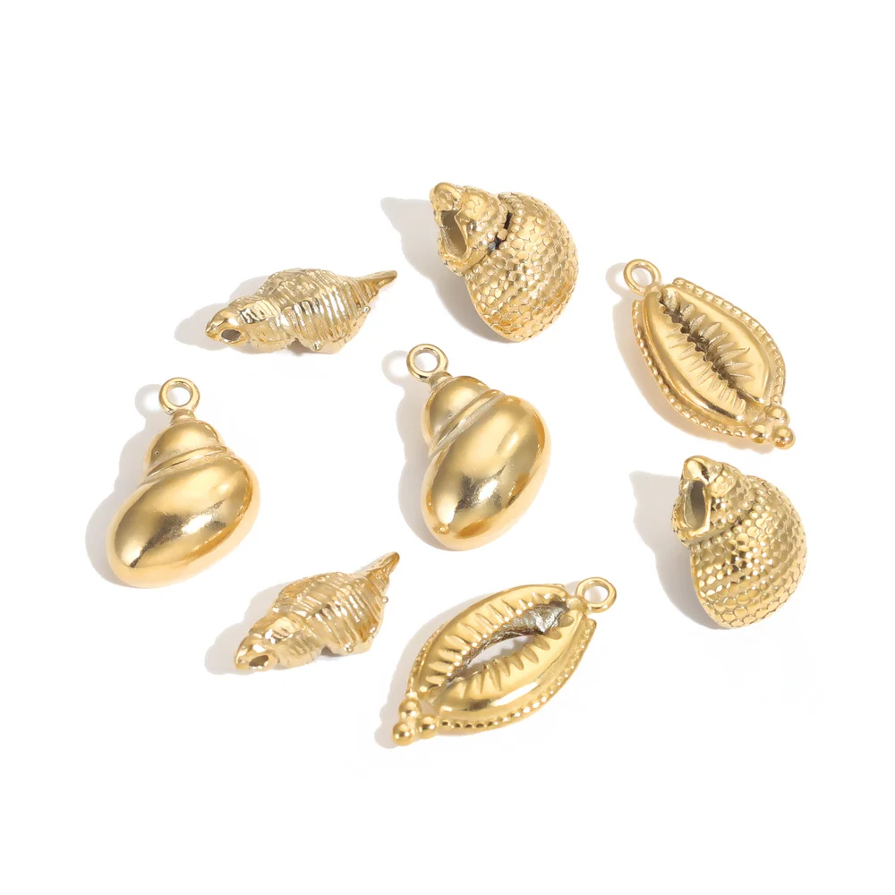 4pcsStainlessSteelBeach3DConchShellsCharmsPendantConnectors