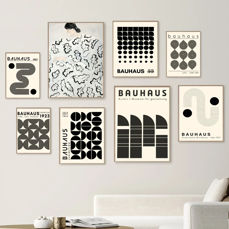 

Bauhaus Abstract Line Geometry Curve Girl Modern Gallery Wall Art Prints Canvas Painting Poster Pictures For Living Room Decor