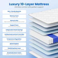 AUTHMIC 7-зонный пружинный матрас с карманными пружинами из натурального латекса, пена с эффектом памяти, 140x200 см, 90x200 см, ортопедическая кровать с поддержкой спины — изображение 5