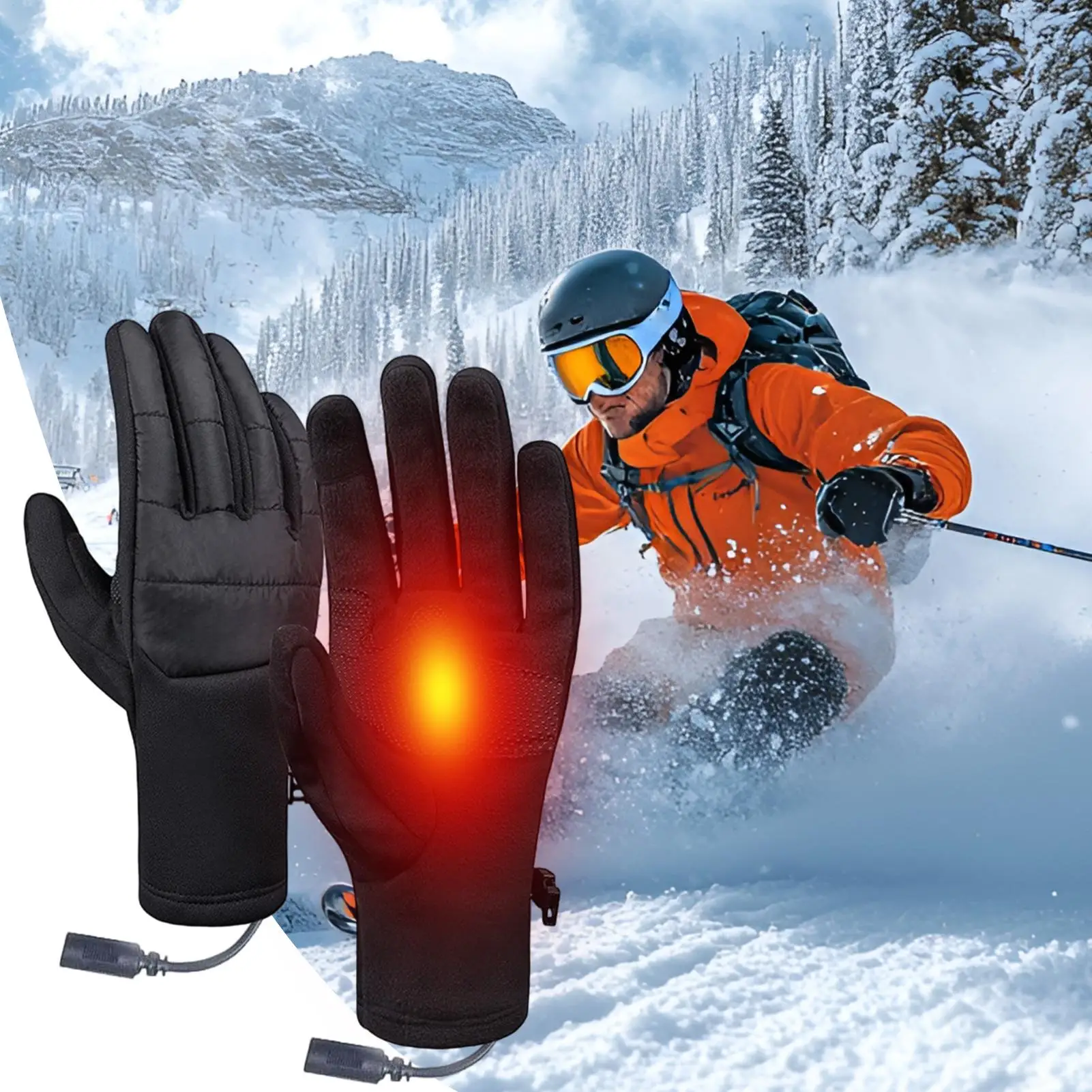 Heated Gloves For Men USB Heating Electric Touchscreen Mittens Touch Screen Outdoor USB Heated Gloves Women For Winter Skiing
