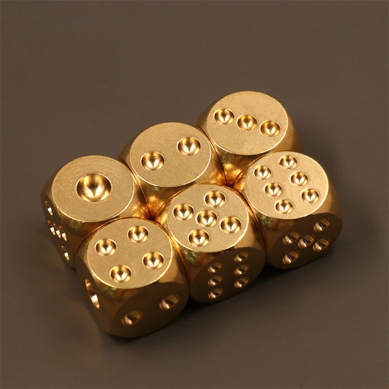 Metal Dice 5pcs Solid Brass 6-Sided Game Dice 15mm