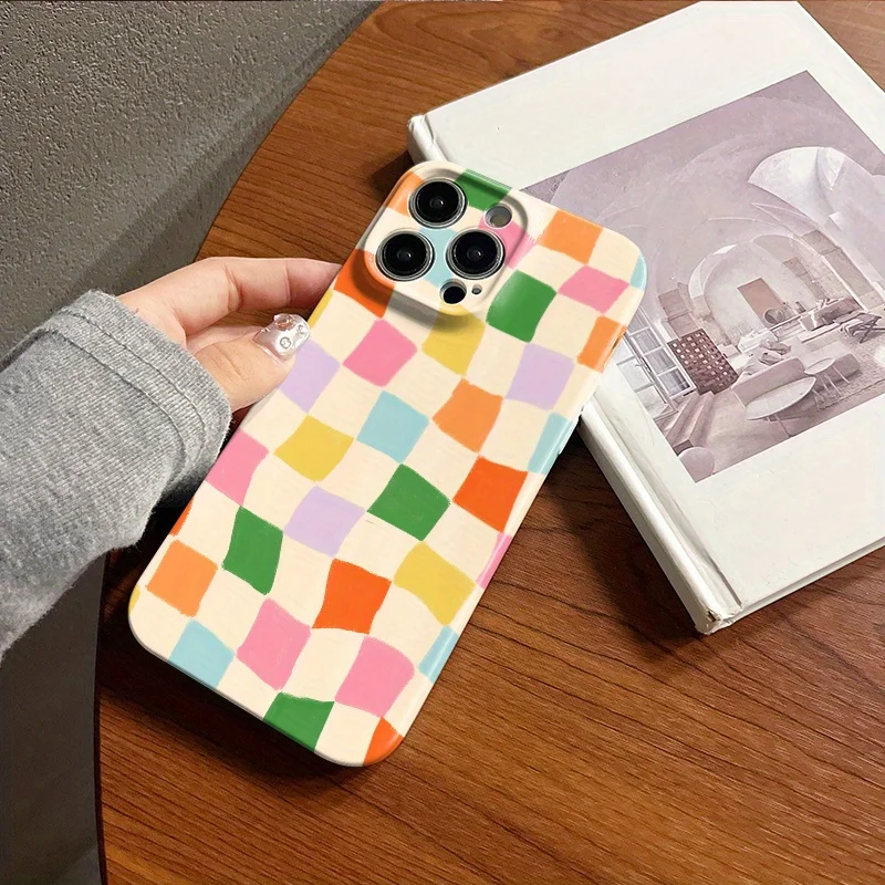 Vibrant Plaid Glossy Film Hard Phone Case