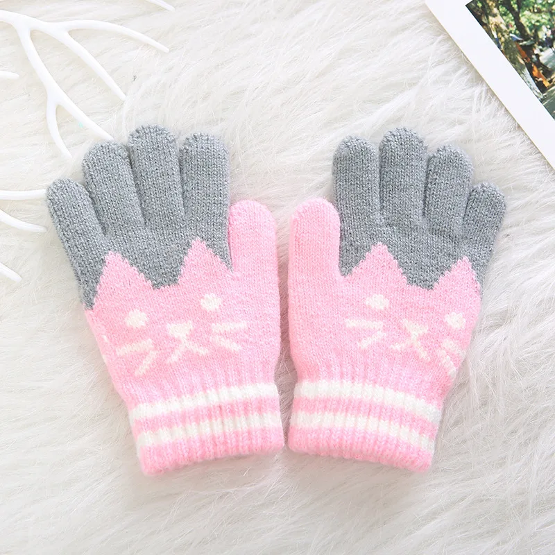 Children Gloves Thickened warm knitted gloves for children aged 5-12 winter outdoor cycling and writing gloves for students