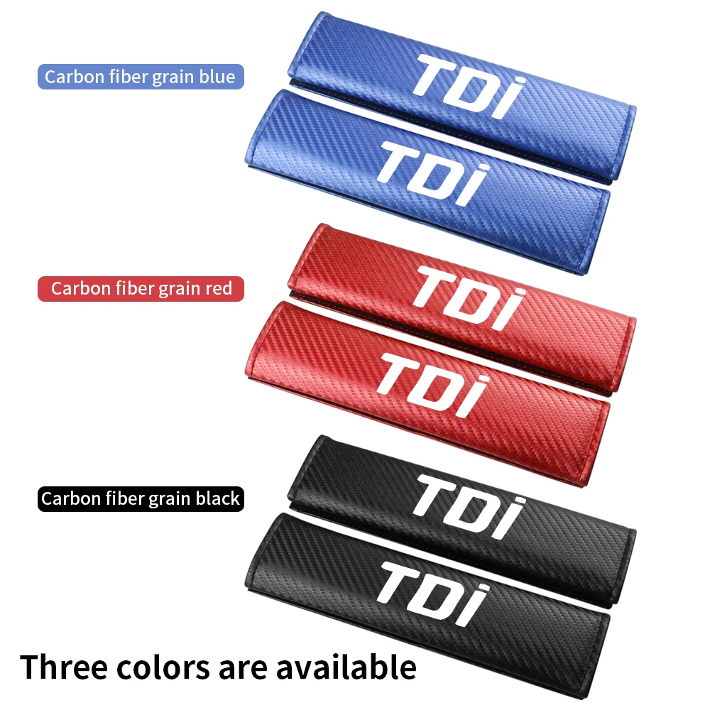 Carbon Fiber Car Safety Belt Cover Adjustable Seat Belt Cover Shoulder Strap Padding Pad For VW Volkswagen TDi Auto Accessories