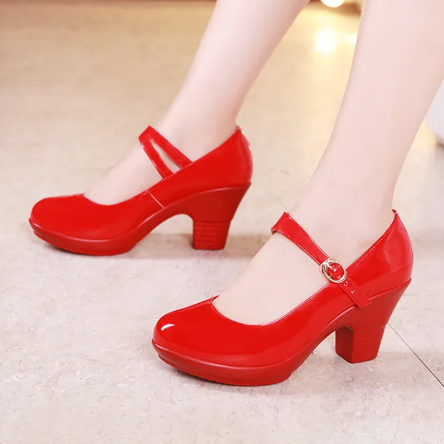 Kleine Maat 32 43 Medium Blok Hak Platform Schoenen Vrouwen Bruiloft  Schoenen Rood Wit 2023 Fall Mary Jane Schoenen dames Pumps  Lederen|Damespumps| - AliExpress