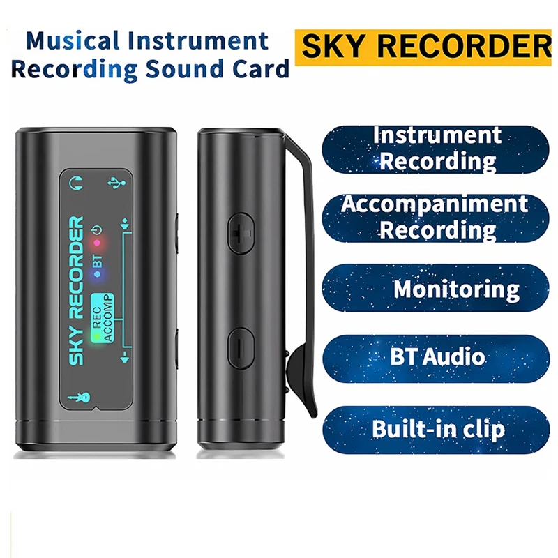 SKY RECORDER Sound Card USB Conversion Interface Plug And Play Use For Guitar Bass Ukulele Guitalele Mini Audio Mixer-Y41A