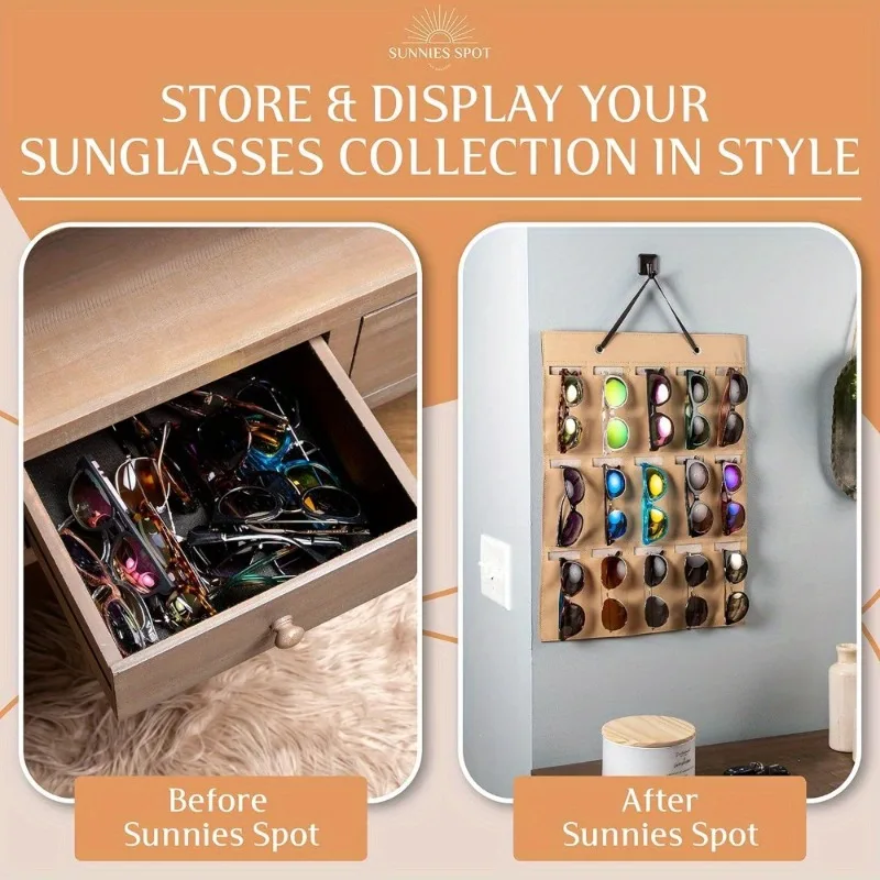 Eyeglasses Storage Bag Wall Mounted Sunglasses Holder Rectangular Display Rack Multifunctional Organizer for Glasses Accessories