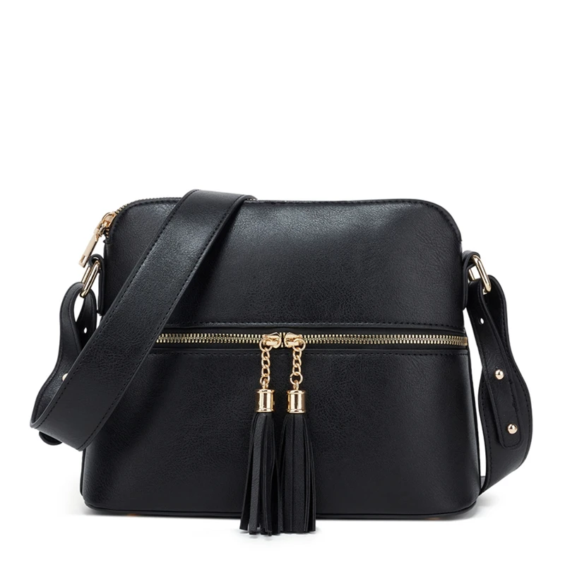 PU Leather Shoulder Bags Women Leisure Purses Tassels Fashion Brown Crossbody Messenger Bag For Shopping School