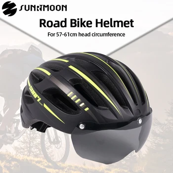 Sunrimoon integrierter Fahrrad helm mit Magnet brille Rennrad helm Leichter atmungsaktiver Rennrad helm für Herren