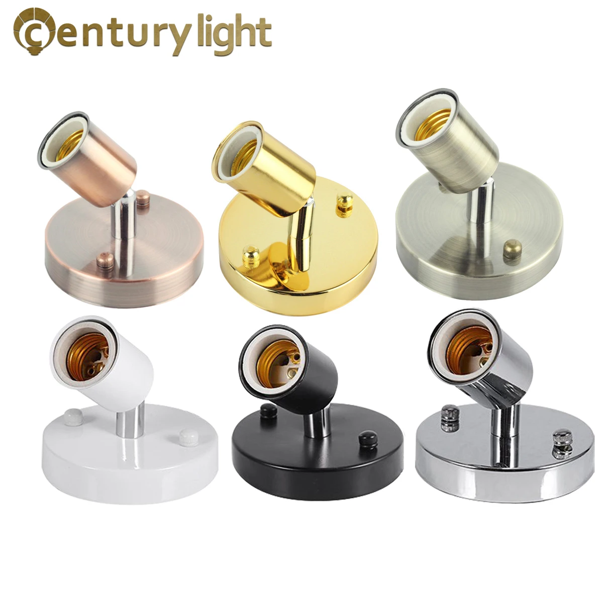 6 Colors lamp base E26 E27 Light Socket 180 Degrees Antique Metal Lamp socket Holder Edison Screw Bulb Lamp Base Simple