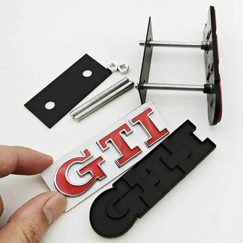 3D 메탈 GTI 로고 그릴 엠블럼 자동차 전면 배지 (폭스바겐 골프 MK3 MK4 MK5 폴로 파사트 티구안 제타 T-Roc 캐디 용)
