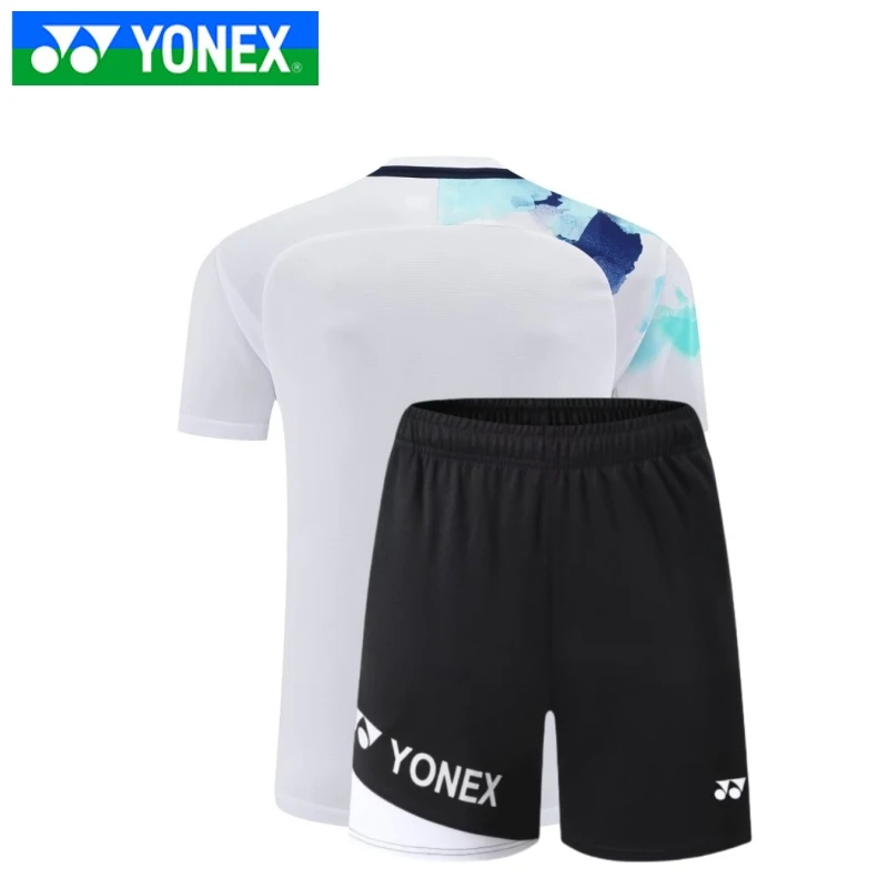 YONEX Summer Shorts Set Breathable Quick Drying Short Sleeve Men Badminton Suit Tennis suit Sports jogging Badminton Shorts