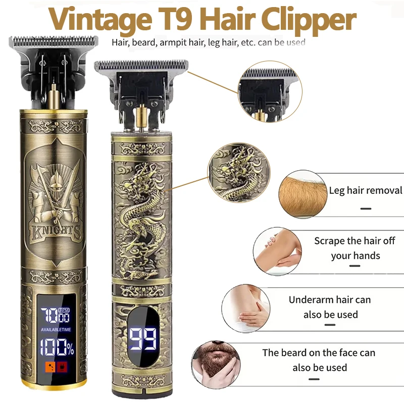 Electric Men's Vintage Hair Clipper T9 Professional Carving Cordless USB Fast Charging Hair Clipper / Hair Clipper Accessories