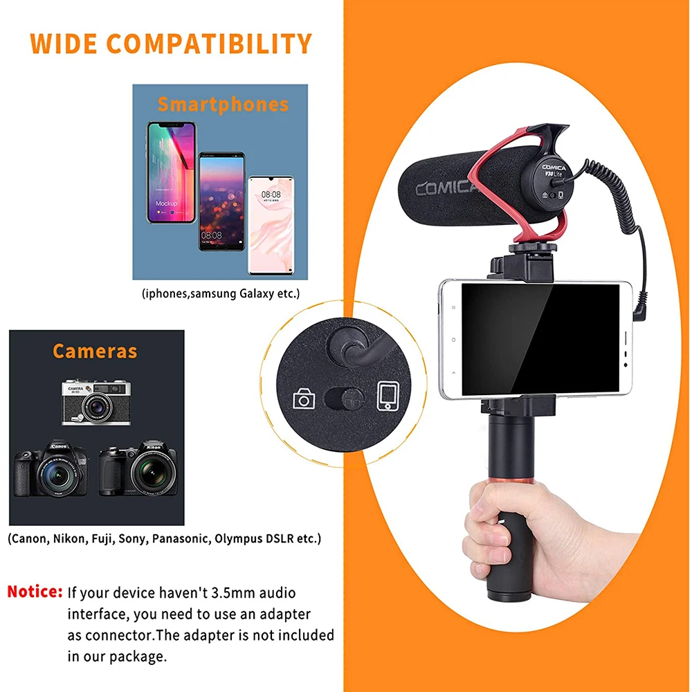 CVM-V30 LITE Video Microphone Condenser Volgging Recording Mic for Canon Nikon F