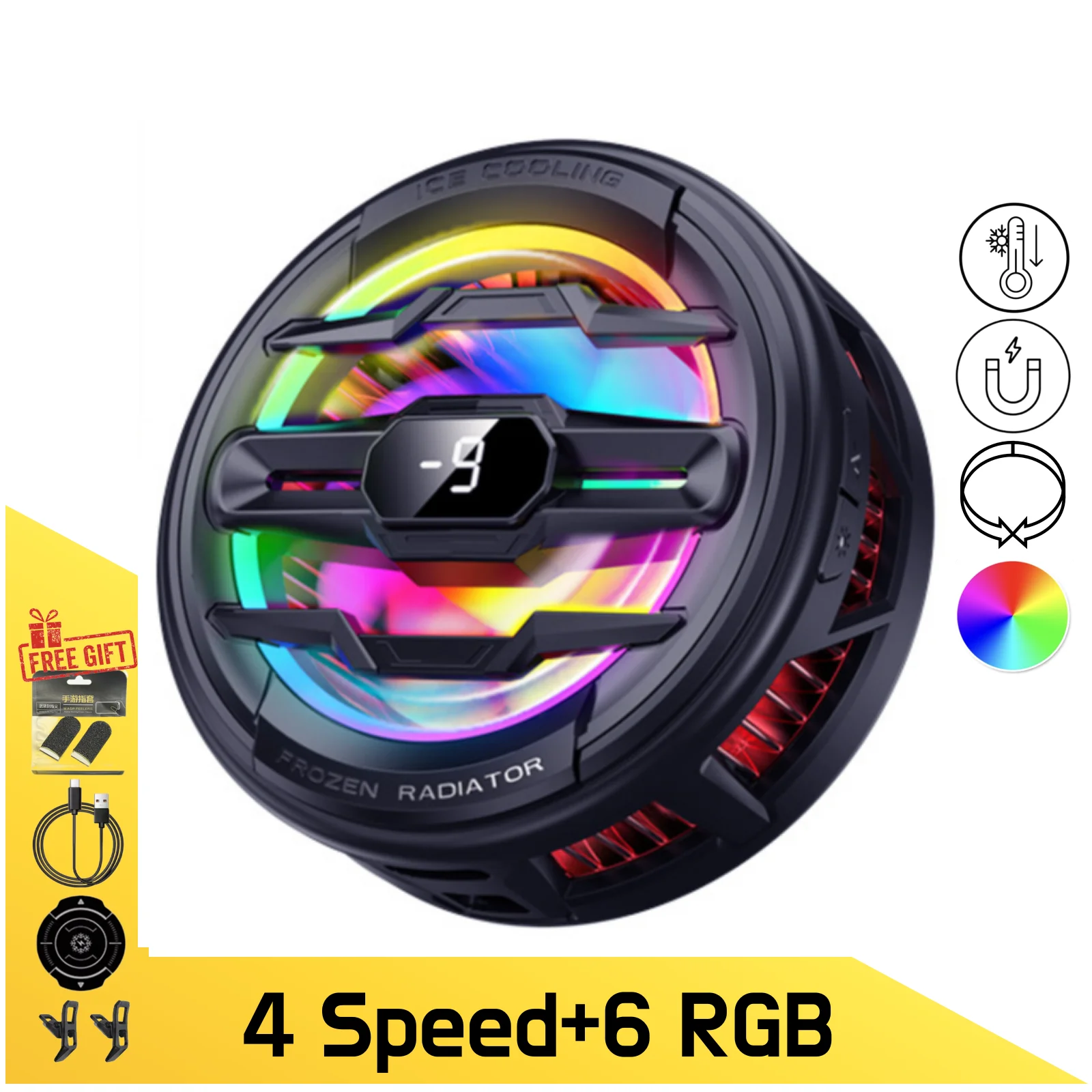 X67 Magnetic Cell Phone Cooler, RGB Cell Phone Cooling Fan Portable Lightweight Cell Phone Cooling Fan Cell Phone Tablet Ipad Cell Phone Radiator Larg