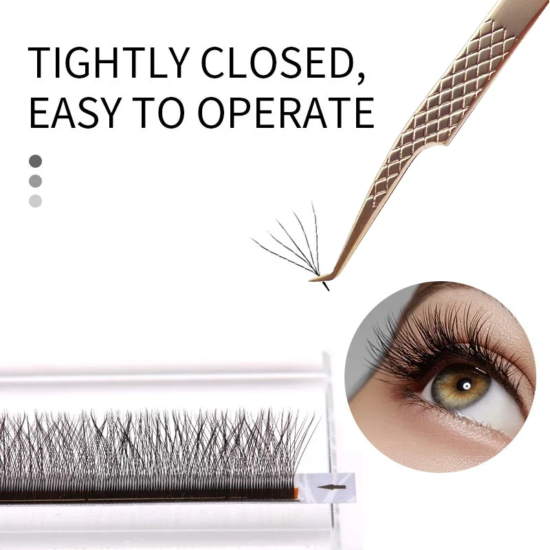 Eyelash Tweezers 1PC Precision False Eyelashes Fan Lash Extension Supplies Pearl Gold Nail Clips