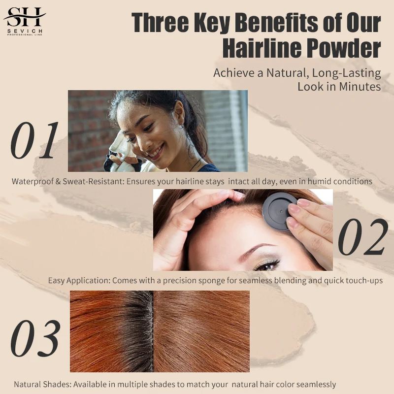 Sevich Hairline Powder Instantly Conceals Hair Loss Root Touch Up Powder Hair Loss Cover Up Shadow Black Fibers hair building powder hair building fibers hair coloring product