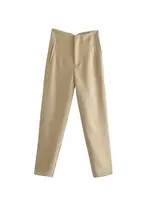 Women Chic Fashion With Seam Detail Office Wear Pants Vintage High Waist Zipper Fly Female Ankle Trousers Mujer - Image 5