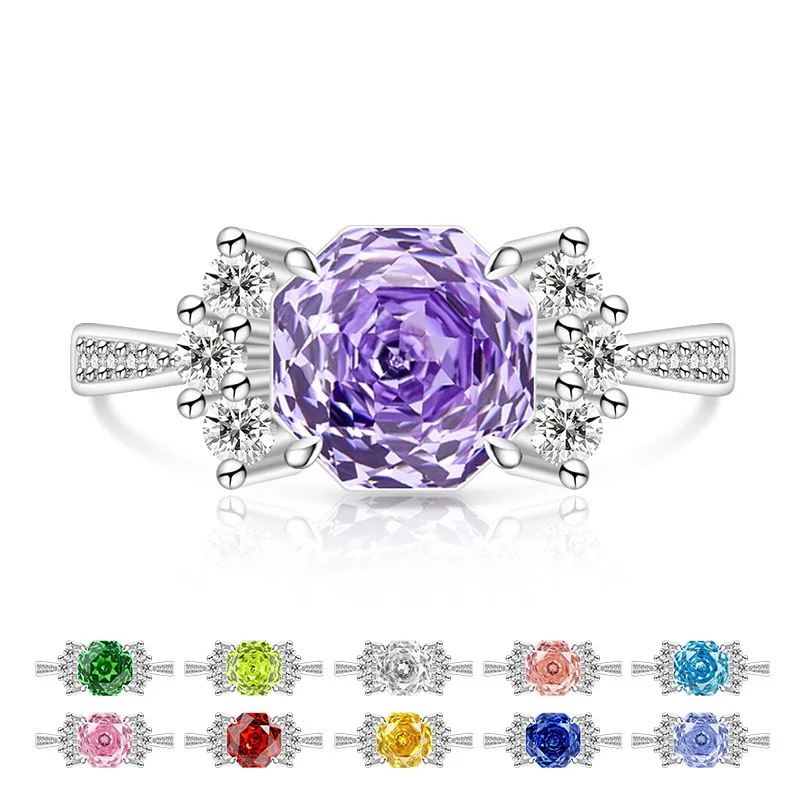 Süßer 925 Sterling Silber Luxus-Ring mit Rosenschliff-Diamanten, Süße Bonbonform, Niedlicher Schmuck – Detail 1
