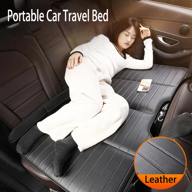 Car Travel Bed for Rear Seat Foldable Sleeping Pad for Car Traveling Wear-Resistant PU Travel Mattress Suv Sedan car sleeping mattress