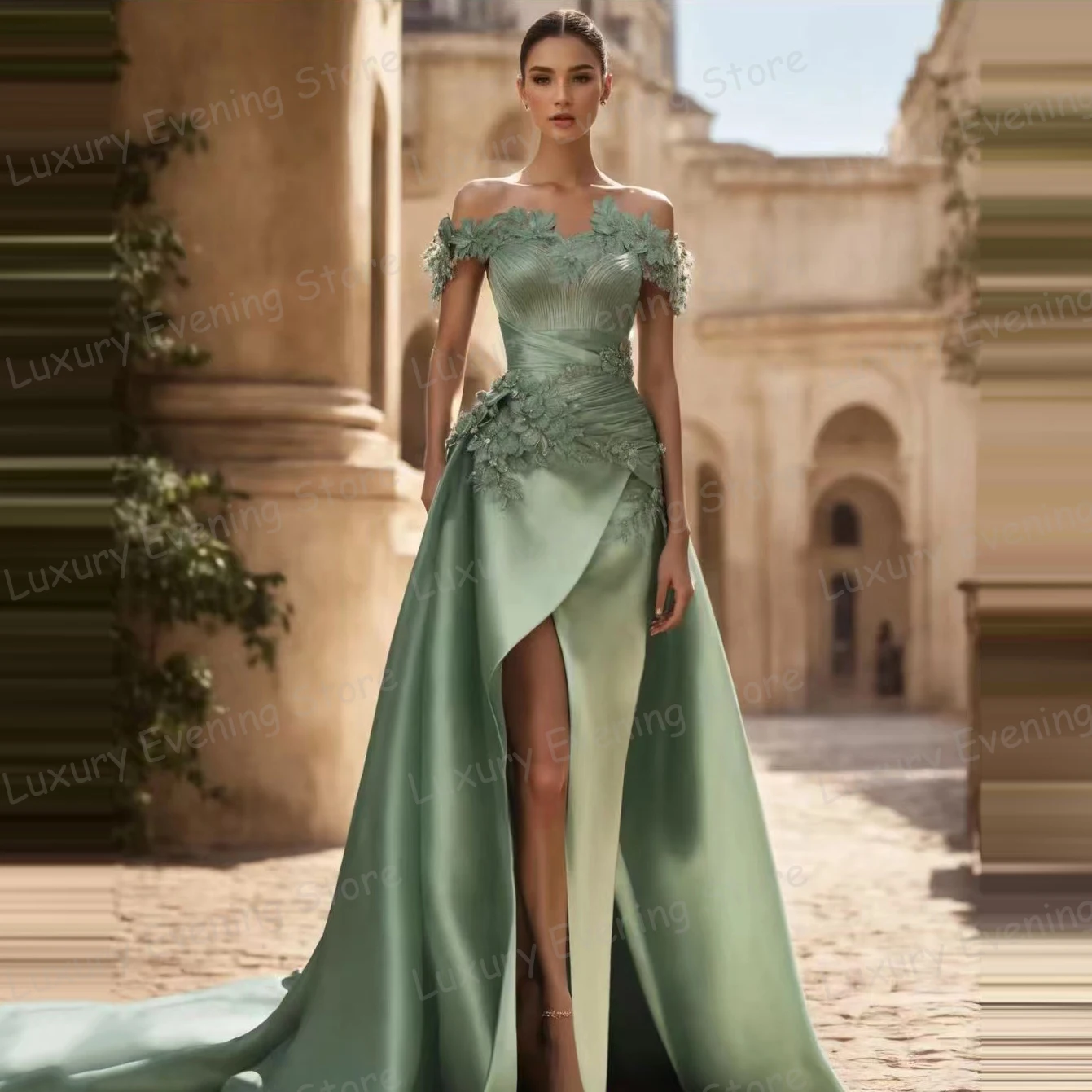 green emerald velvet dress Chic and Holland HF110310 Prom Dress - Nude/Silver