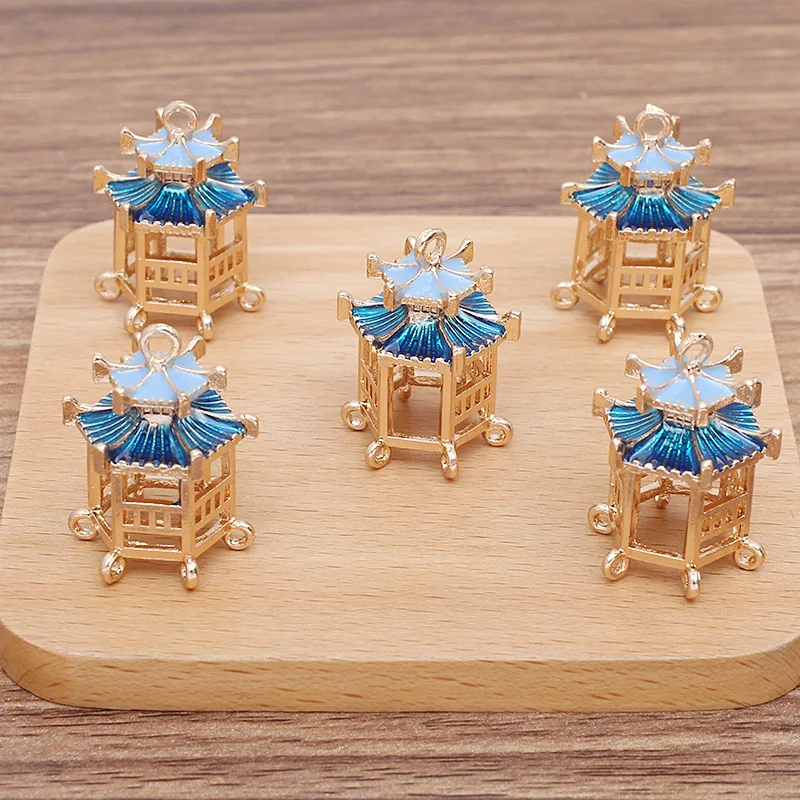 

10 PCS 24.5*30 MM Metal Tiaras Ancient Pavilion Pendant Hairwear Bridal Headwear DIY Jewelry Accessories