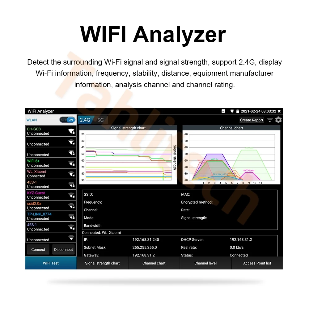 Testeur Caméra Rsrteng IPC-1910C Plus – 4 Pouces, Android 9.1, CVI/TVI/AHD/CVBS/IP, WiFi, Traçeur Câble
