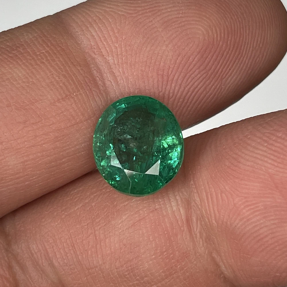 Emerald Gemstones Jewelry Natural Gemstones 5.15ct Very Green Oval Ring Pendant Earring Emerald Bead Kkit For Jewerly Making