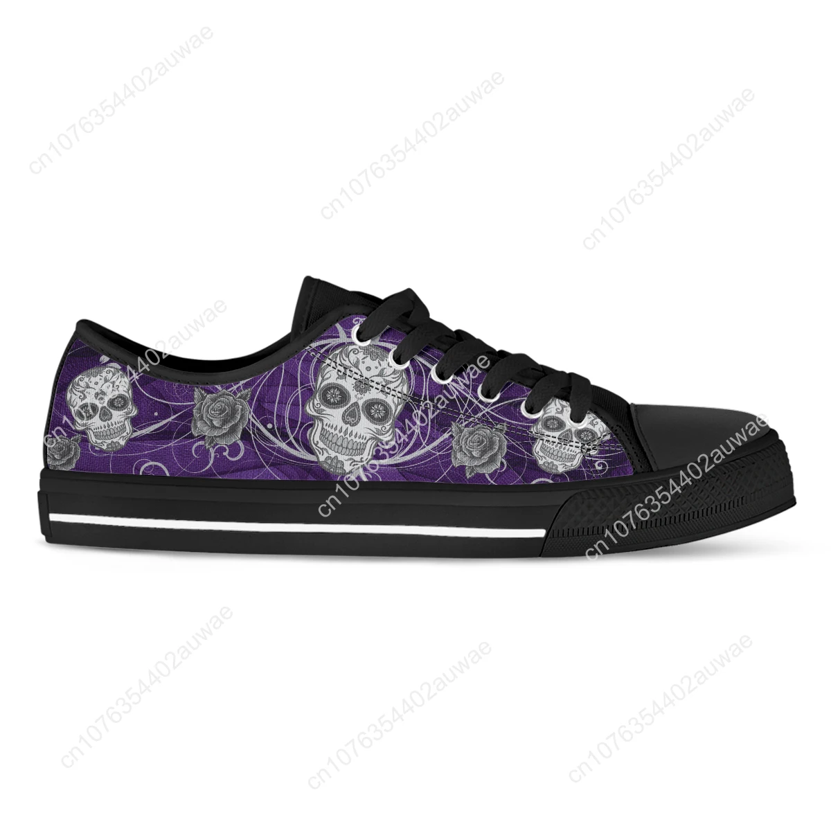 Rose Sugar Skull New Sneaker Woman's Autumn Lace-up Black Shoe Soft Sole Canvas Shoes Breathable Student Casual Shoe Female