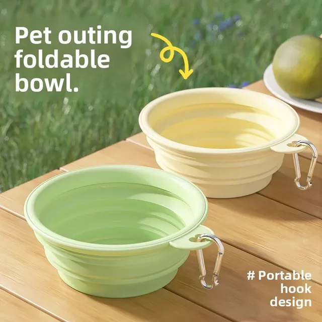 Foldable Travel Dog Bowls Collapsible Silicone Food Water Dish for Cats Outdoor Camping Supplies with Carabiner Dog Feeders 4