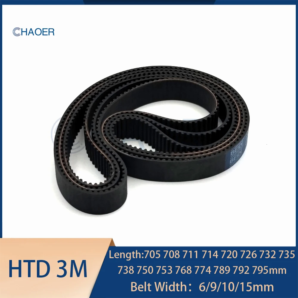 HTD 3M Rubber Synchronous Timing Belt Length 705 708 711 714 720 726 732 735 738 750 753 768 774 789 792 795mm Width 6/9/10/15mm