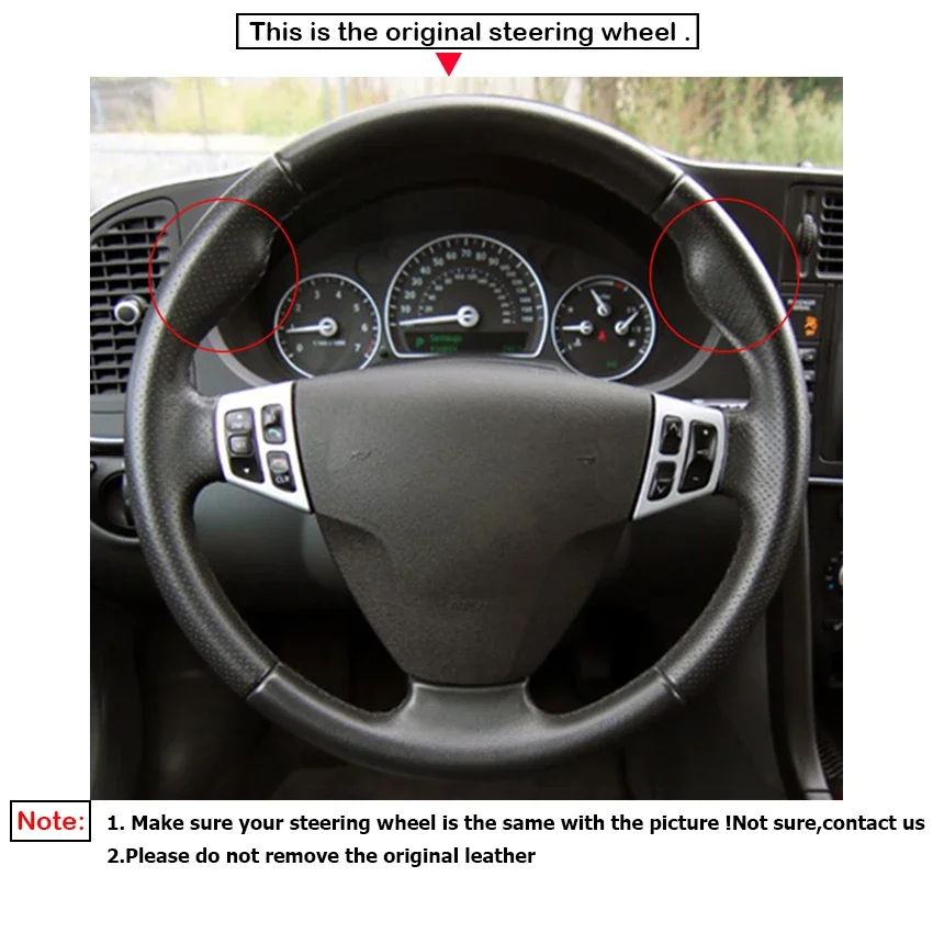 Saab 9-3 용 검은 색 인조 가죽 자동차 핸들 커버 2006 2007 2008 2009 2010 2011 9-5 2006-2009