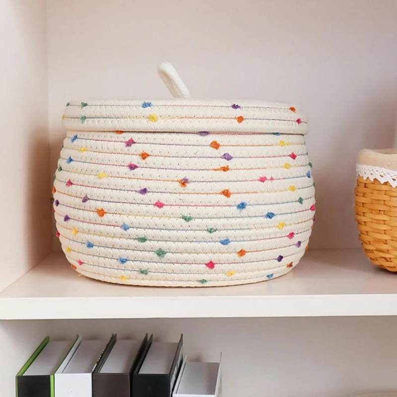 Petit Panier De Rangement En Corde De Coton - Organisateur Étagères, Jouets Et Cadeaux, 21 X 13 Cm