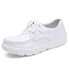 Women Walking Shoes Loafers Wedge Heels Slip Ons Thick Soles Versatile and Comfortable Nurse Work Shoes White 6