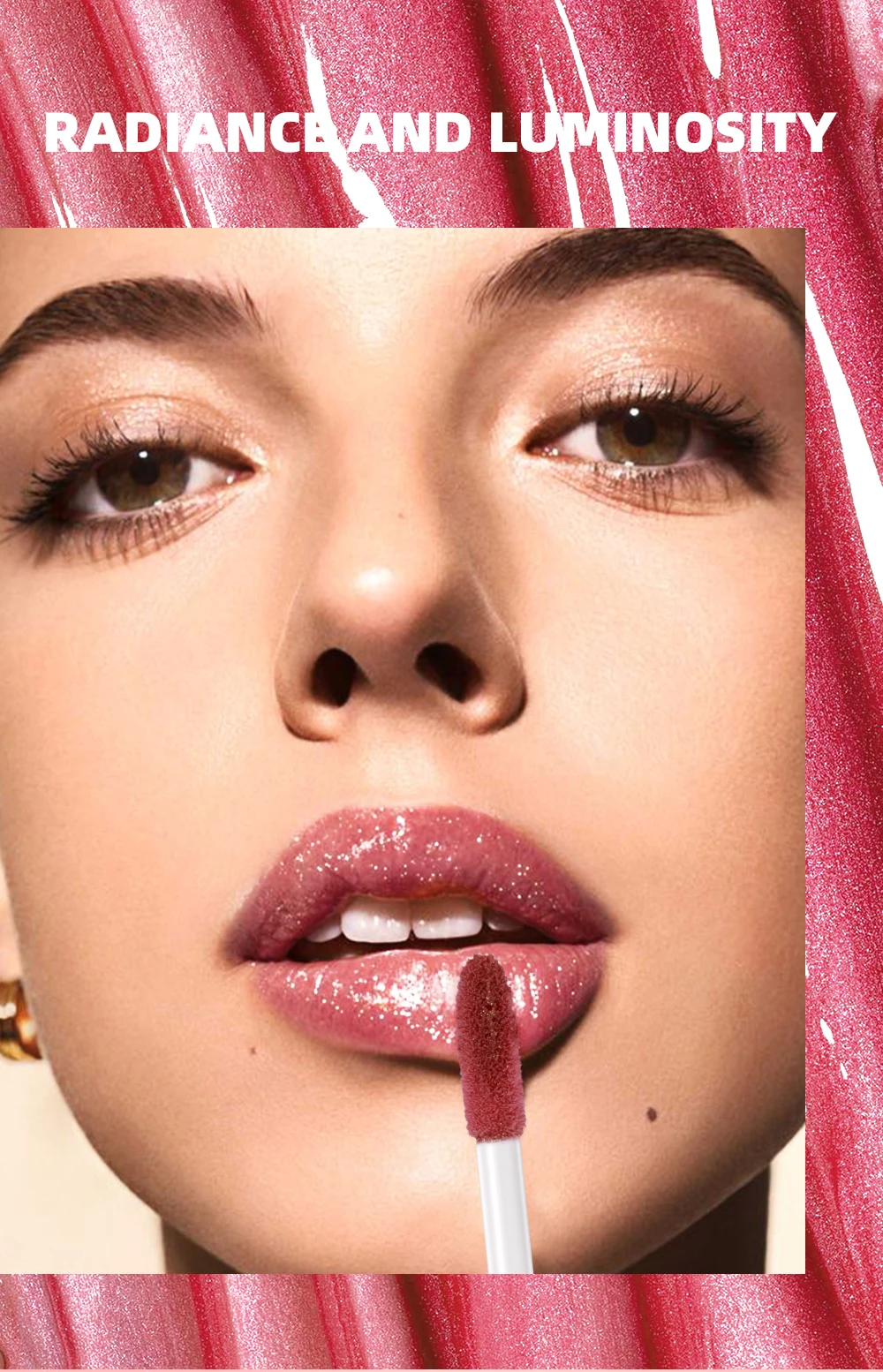 Description Picture 5 of itemQIBEST Sexy Lip Glaze Long-lasting Metallic Glitter Liquid Lipstick Pearly Shiny Lipgloss Moisturizing Lip Tint Shimmer Lipstick
