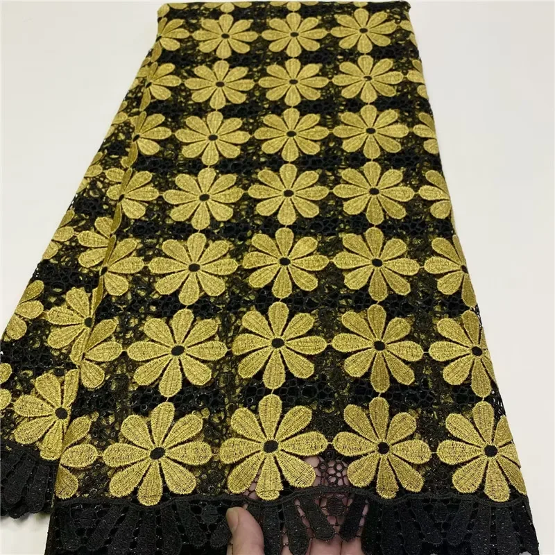 

5 Yard Hot Selling French Lace African Guipure Tulle Water Soluble Embroidered Fabric For Wedding Party 4L110303