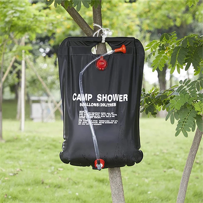 20L Foldable Solar Shower Bag Outdoor Bath Water Bag Camping Sun Heated Water Shower Bags Scrubbing Removable Hose Head shower bag