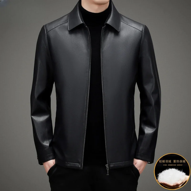 

Genuine Leather Jacket Men 90% White Duck Down Coats Warm Winter Jackets for 2024 Fashion Male Coat Casaco Masculino