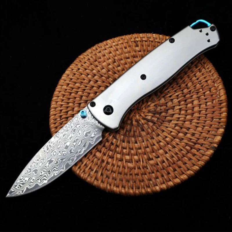 

Damascus Steel Blade BM 535 Tactical Folding Knife Titanium Alloy Handle Outdoor Survival Pocket Knives EDC Tool