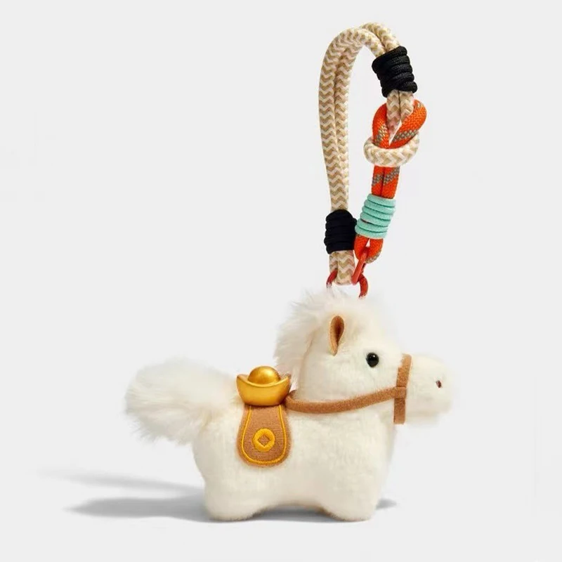 1Pc kawaiiHorse 귀여운 새해 플러시 키 체인 펜던트 인형 펜던트 미니어처 말 그림자상&