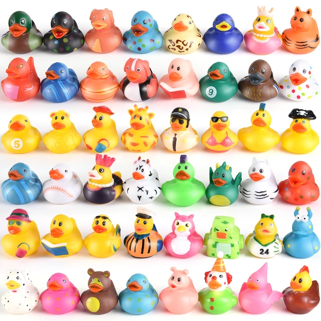 10Pcs/lot Kids Bath Toy Rubber Duck Indoor Bathroom Tub & Outdoor Beach Pool Water Park Toy Kawaii Color Duck Baby Fun Toy Gift 2