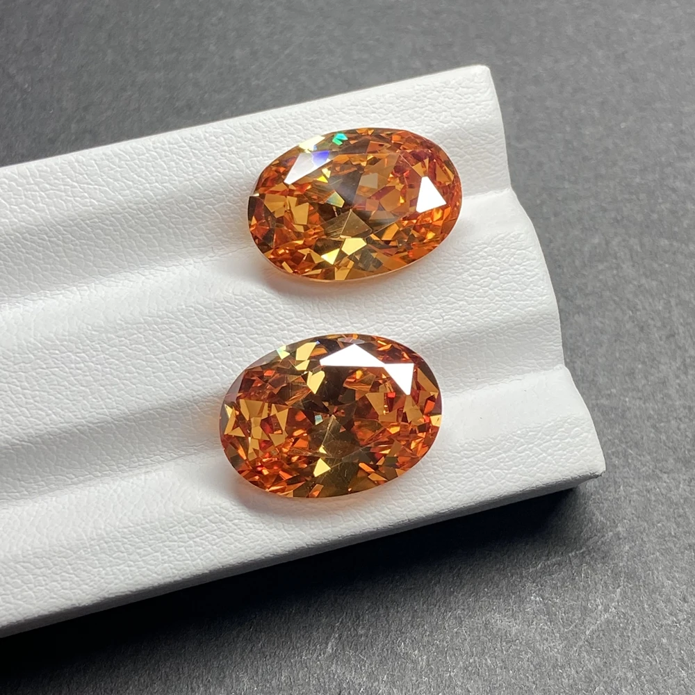 

CZ Stone Oval Cut Cubic Zirconia 10x12mm Big Size Orange Zircon Gemstones