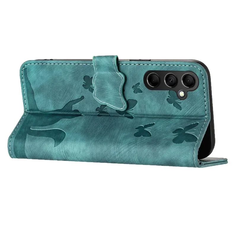 Фото Чехол-бумажник для S24 Etui Butterfly & Cat, кожаный чехол для Samsung Galaxy S24 + S23 FE S22 Ultra S21 Plus S24Plus №5