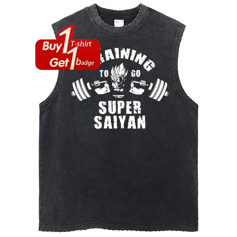 Gym Clothing Man Sleeveless Shirt Dragon Ball Anime Summer Y2k