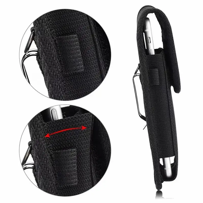 Black Nylon Universal Phone Pouch Belt Clip Case
