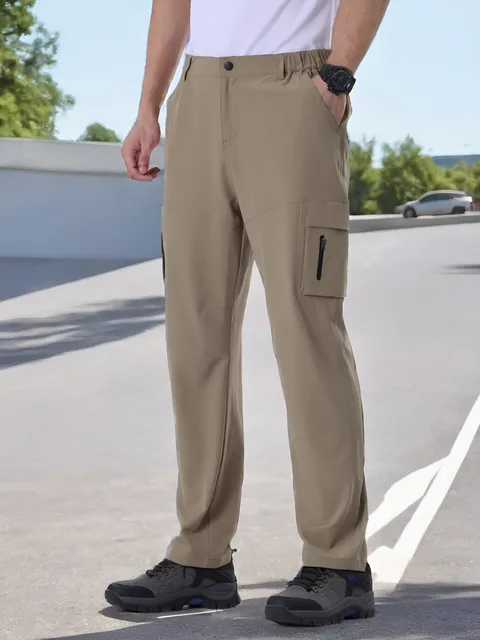 Casual Men PantsHiking Workout Breathable Long Pant New Summer Multiple Pockets Cargo Pants Quick Dry Thin Trousers Outdoor 2