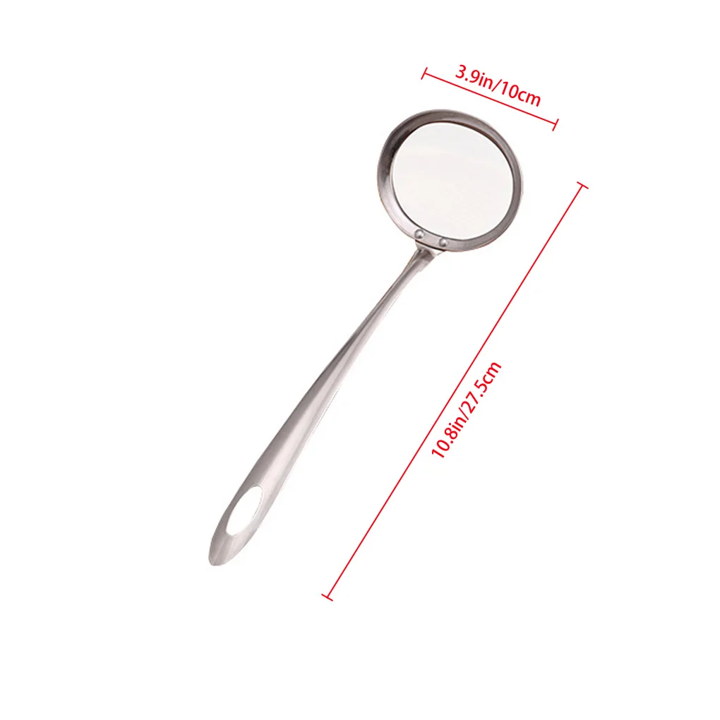 

Stainless Steel Colander Filter Oil Spoon Fine Mesh Soybean Milk Oil Surface Powder Sieve Drainer