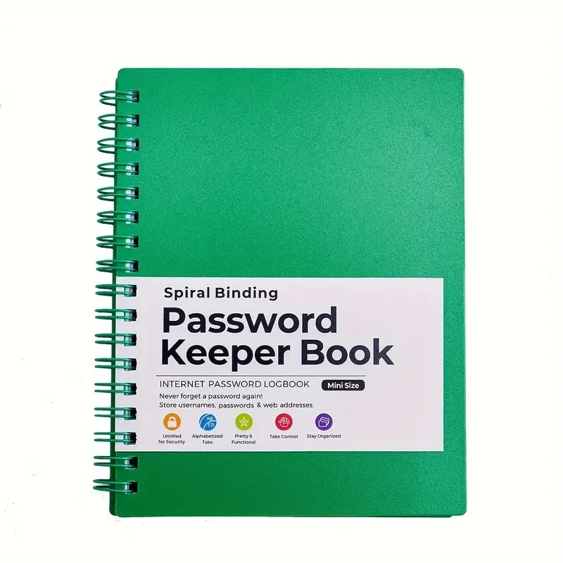 Compact Spiral Password Keeper Notebook - Secure & Organized Writing Pad