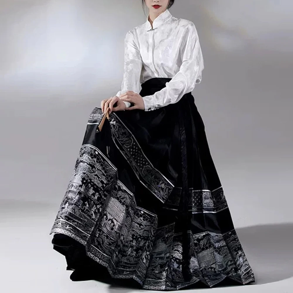 

Pleats Skirt Skirt Casual Skirt Chinese Traditional Hanfu Spring And Summer Street Dynasty Suitable For Daily Leisure Comfy