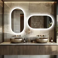 Backlit Smart LED Bathroom Mirror: Oval Dimmable 3 Colors Anti-Fog Mirrors with Light Memory - IP65 CRI95 Large Wall Mounted 1